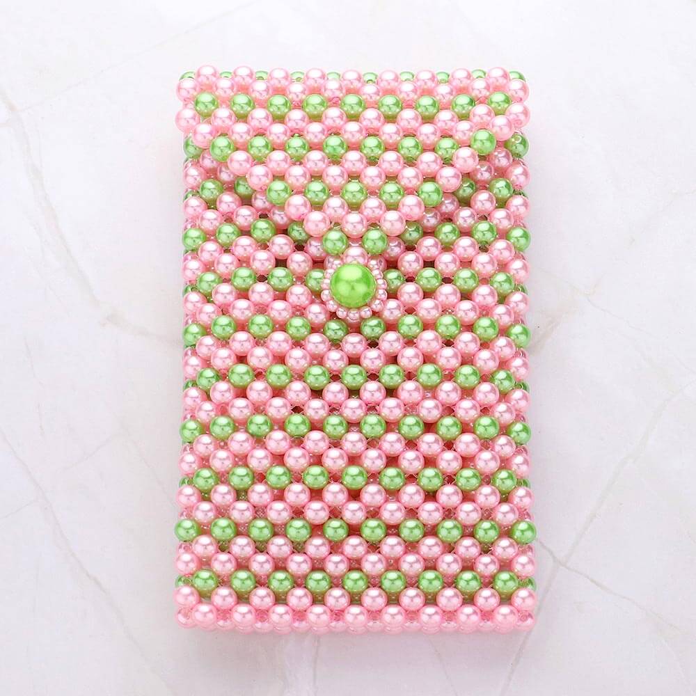Pearl Beaded Phone Holder Crossbody Bag - M H W ACCESSORIES LLC