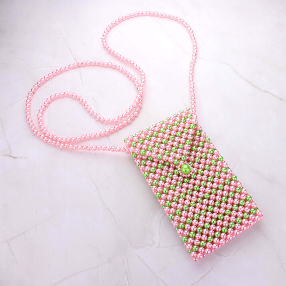 Pearl Beaded Phone Holder Crossbody Bag - M H W ACCESSORIES LLC