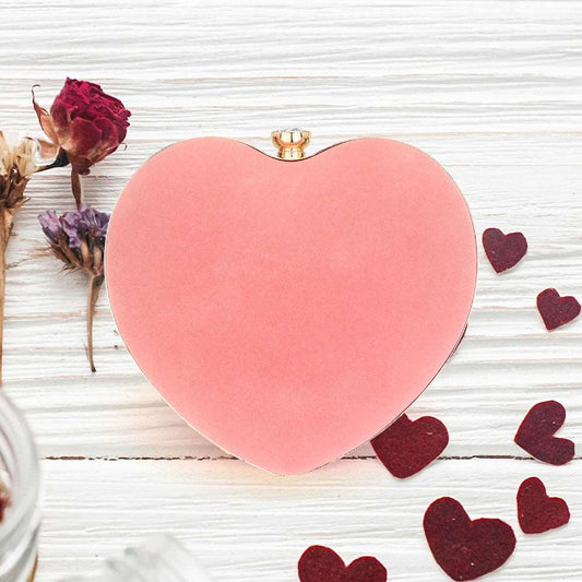 Pink Bling Heart Fold Clutch / Evening Bag / Crossbody Bag - M H W ACCESSORIES LLC