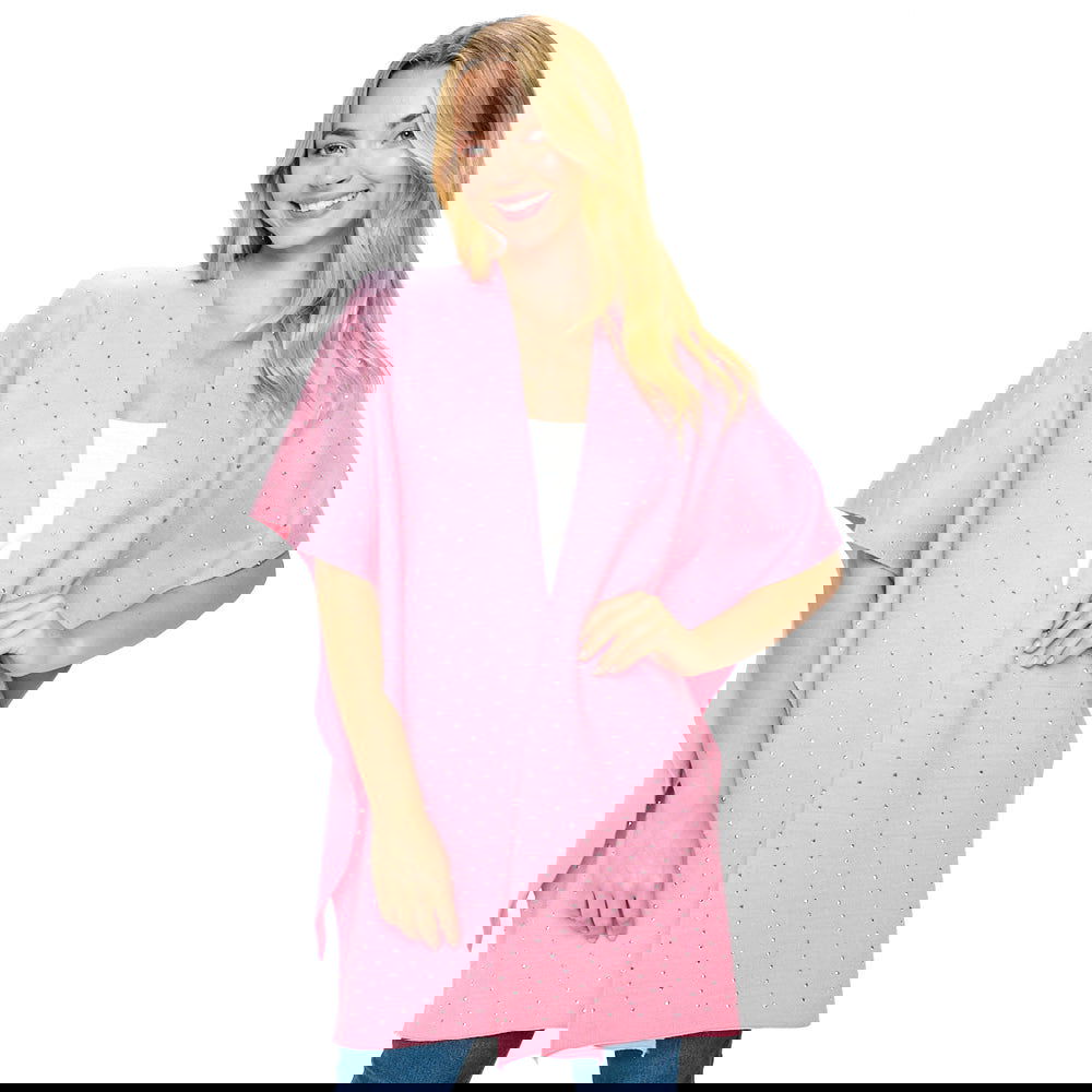 Pink Bling Solid Ruana Poncho - M H W ACCESSORIES LLC
