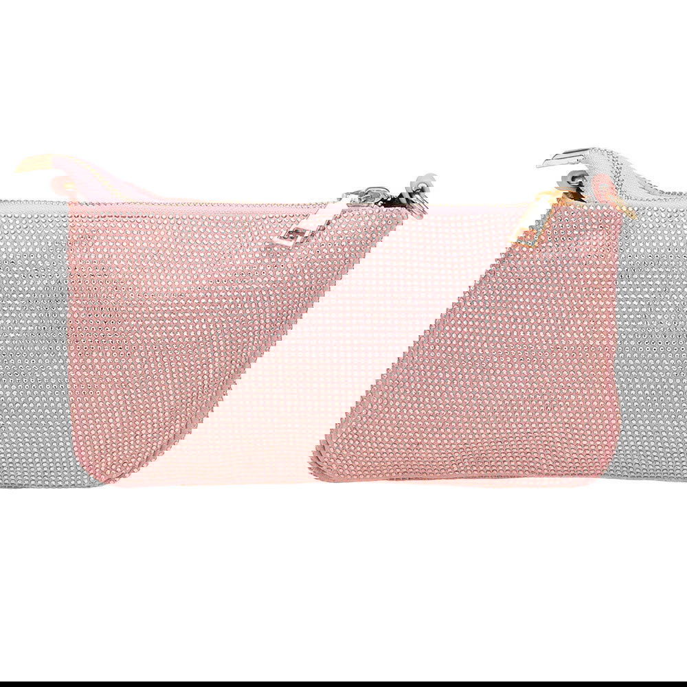 Pink Bling Studded Flat Crossbody Bag - M H W ACCESSORIES LLC