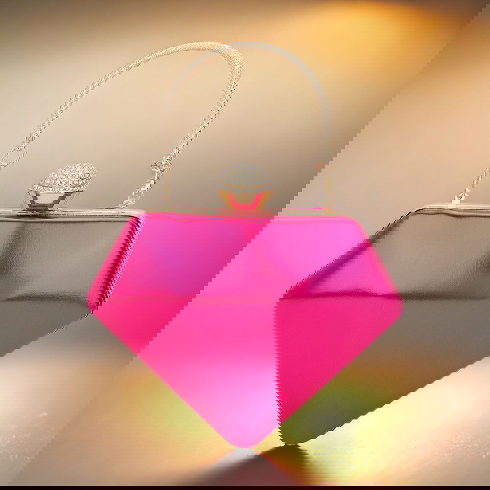 Pink Diamond Shape Evening Clutch Bag-M H W ACCESSORIES - M H W ACCESSORIES LLC