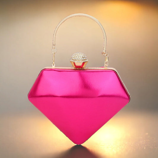 Pink Diamond Shape Evening Clutch Bag-M H W ACCESSORIES - M H W ACCESSORIES LLC