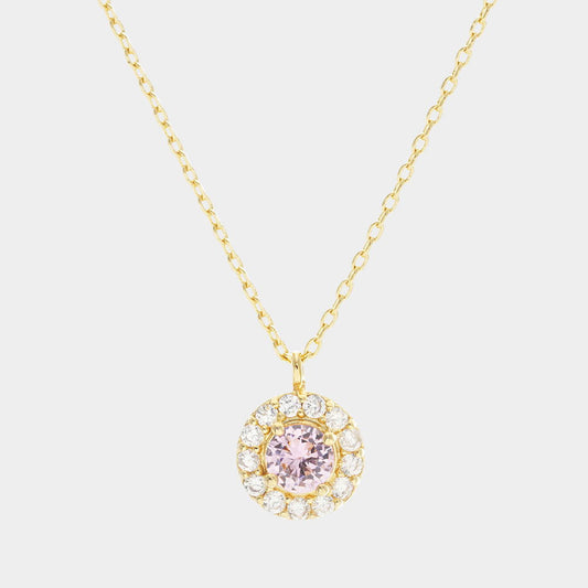 Pink Gold Dipped CZ Round Pendant Necklace - M H W ACCESSORIES LLC