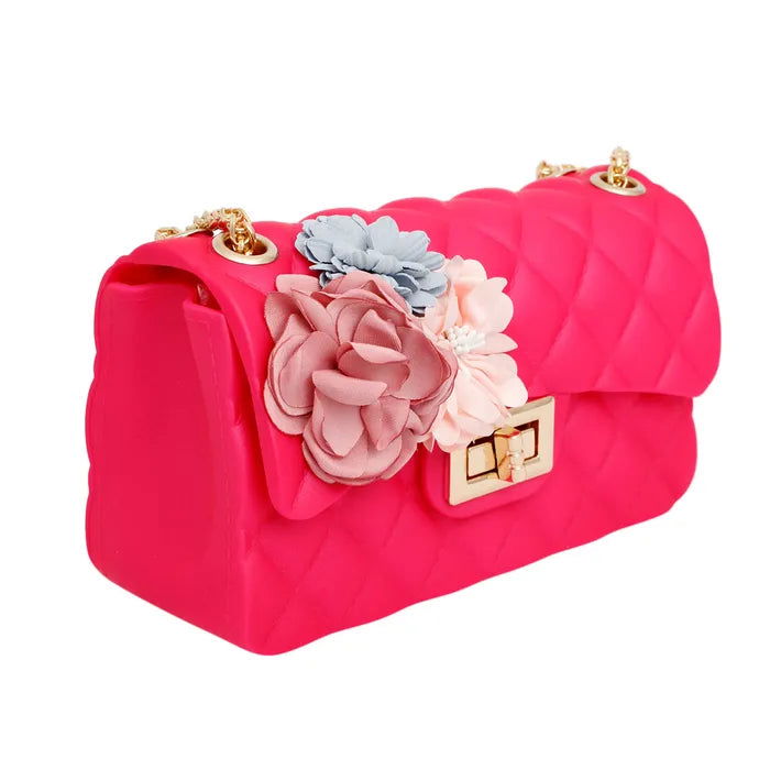 Pink Purse Fuchsia Quilted Jelly Crossbody Bag-M H W ACCESSSORIES - M H W ACCESSORIES LLC