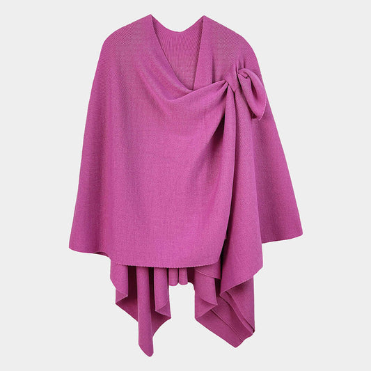 Pink Shoulder Strap Solid Ruana Poncho - M H W ACCESSORIES LLC