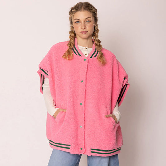 Pink and Green Sherpa Vest - M H W ACCESSORIES LLC