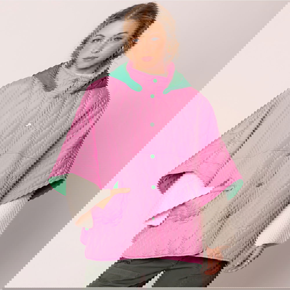 Pink and Green Wave Pattern Padded Cape - M H W ACCESSORIES LLC