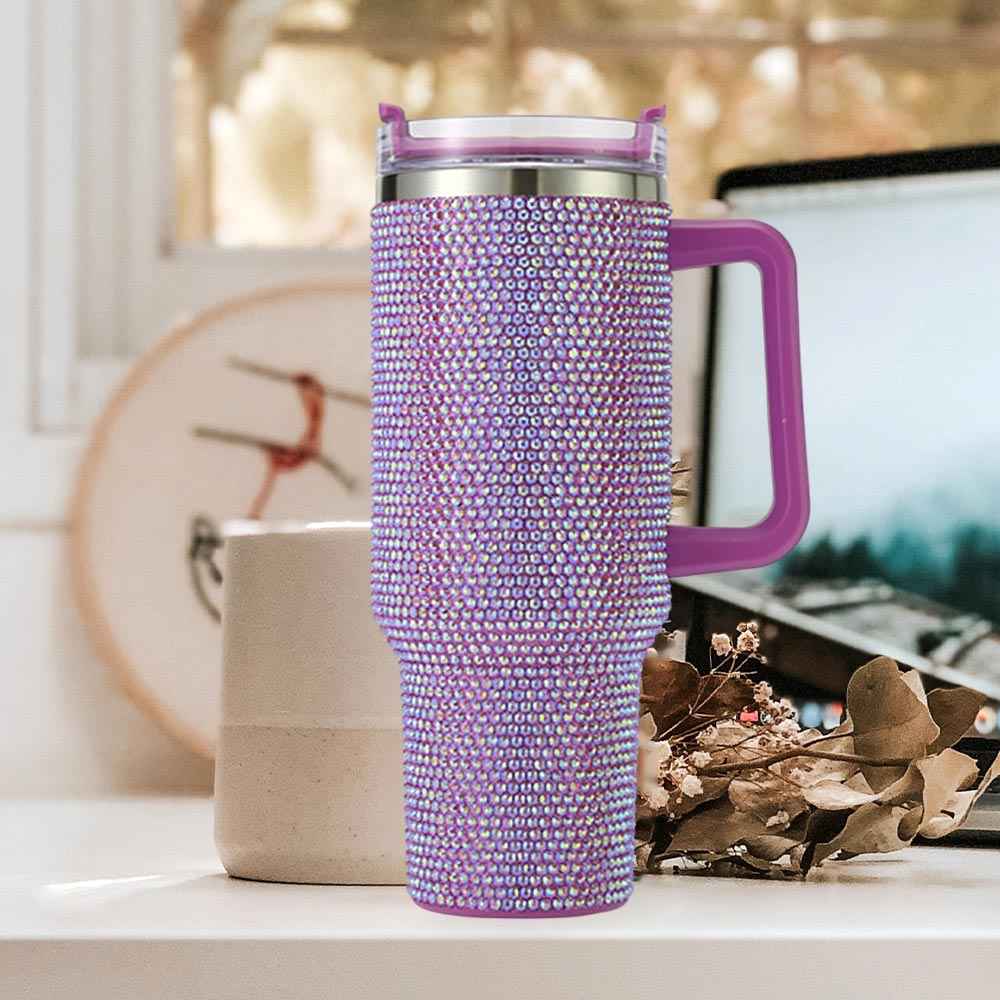 Purple Bling Studded 40oz Stainless Steel Tumbler