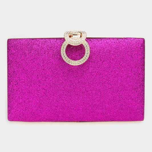 Purple Shimmery Evening Clutch / Crossbody Bag - M H W ACCESSORIES LLC