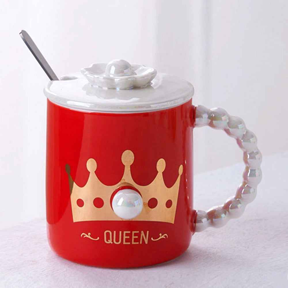 Queen Crown Flower Ceramic Mug Cup