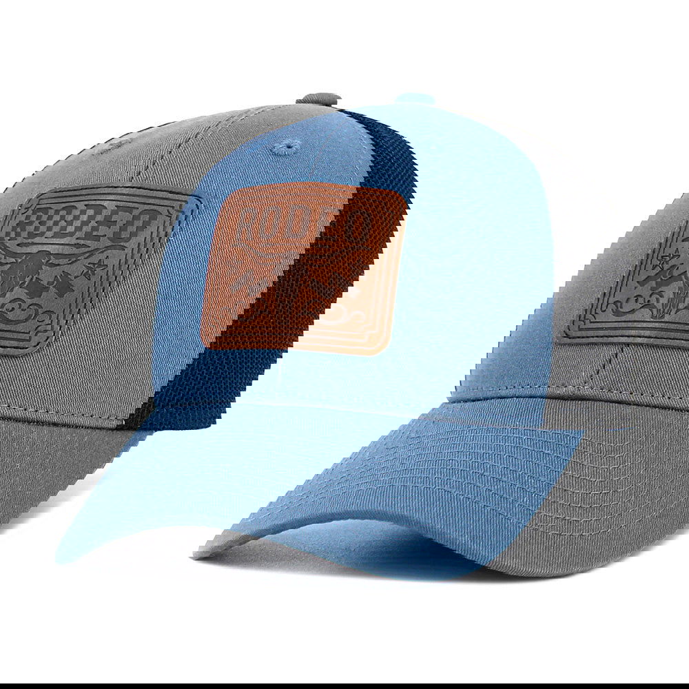 RODEO Steer Head Patch Denim Blue Mesh Back Trucker Hat - M H W ACCESSORIES LLC