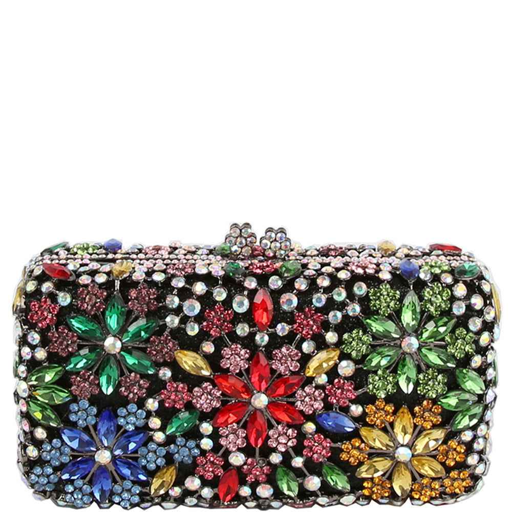 Rhinestone Crystal Flower Clutch Evening Bag