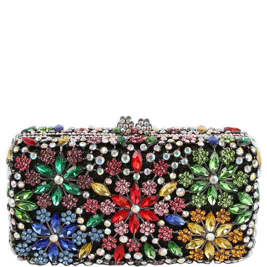 Rhinestone Crystal Flower Clutch Evening Bag