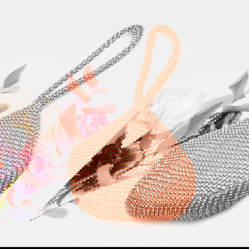 Rose Gold Bling Wristlet Evening Bag - M H W ACCESSORIES LLC