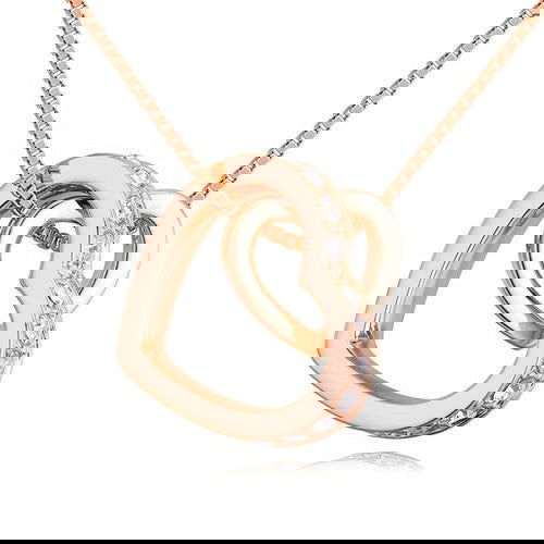Rose Gold CZ Double Heart Pendant Necklace-M H W ACCESSORIES - M H W ACCESSORIES LLC