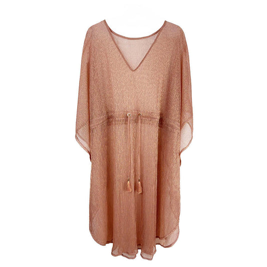 Rose Gold Lurex String Poncho - M H W ACCESSORIES LLC