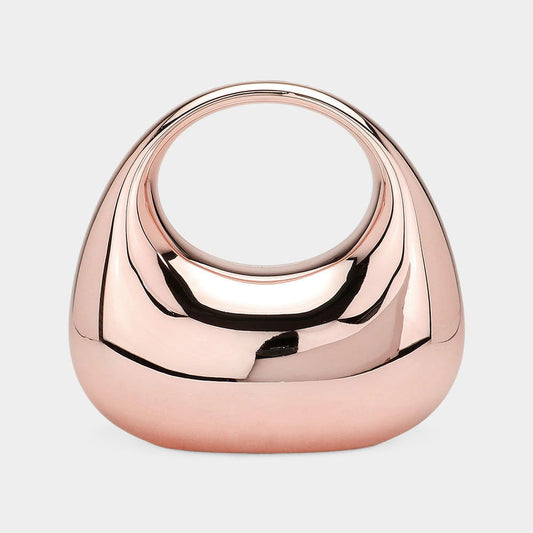 Rose Gold Metallic Acrylic Crescent Handbag - M H W ACCESSORIES LLC