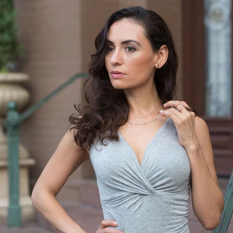 Rose Gold Plated Sterling Silver Cubic Zirconia Bar Necklace - M H W ACCESSORIES LLC