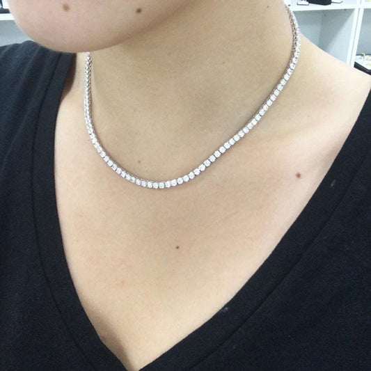 Round Cubic Zirconia Sterling Silver Necklace-M H W ACCESSORIES - M H W ACCESSORIES LLC