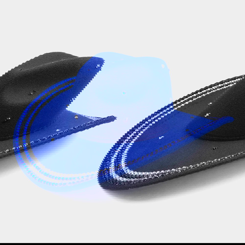 Royal Blue Bling Studded Cowboy Western Hat - M H W ACCESSORIES LLC