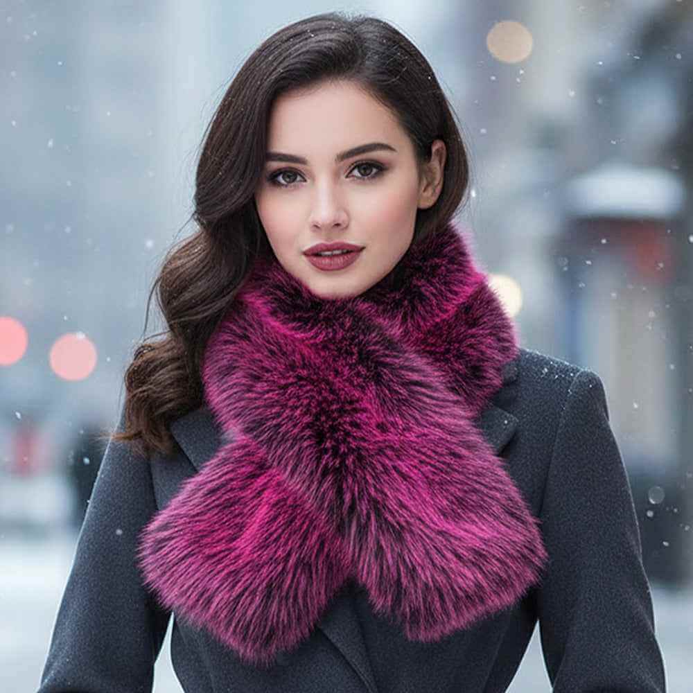 Pink Plush Faux Fur Winter Scarf