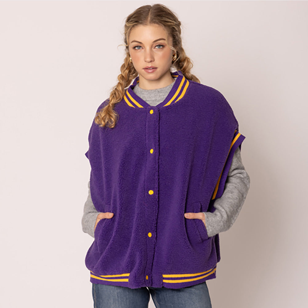 Purple & Gold College Game Day Sherpa Vest