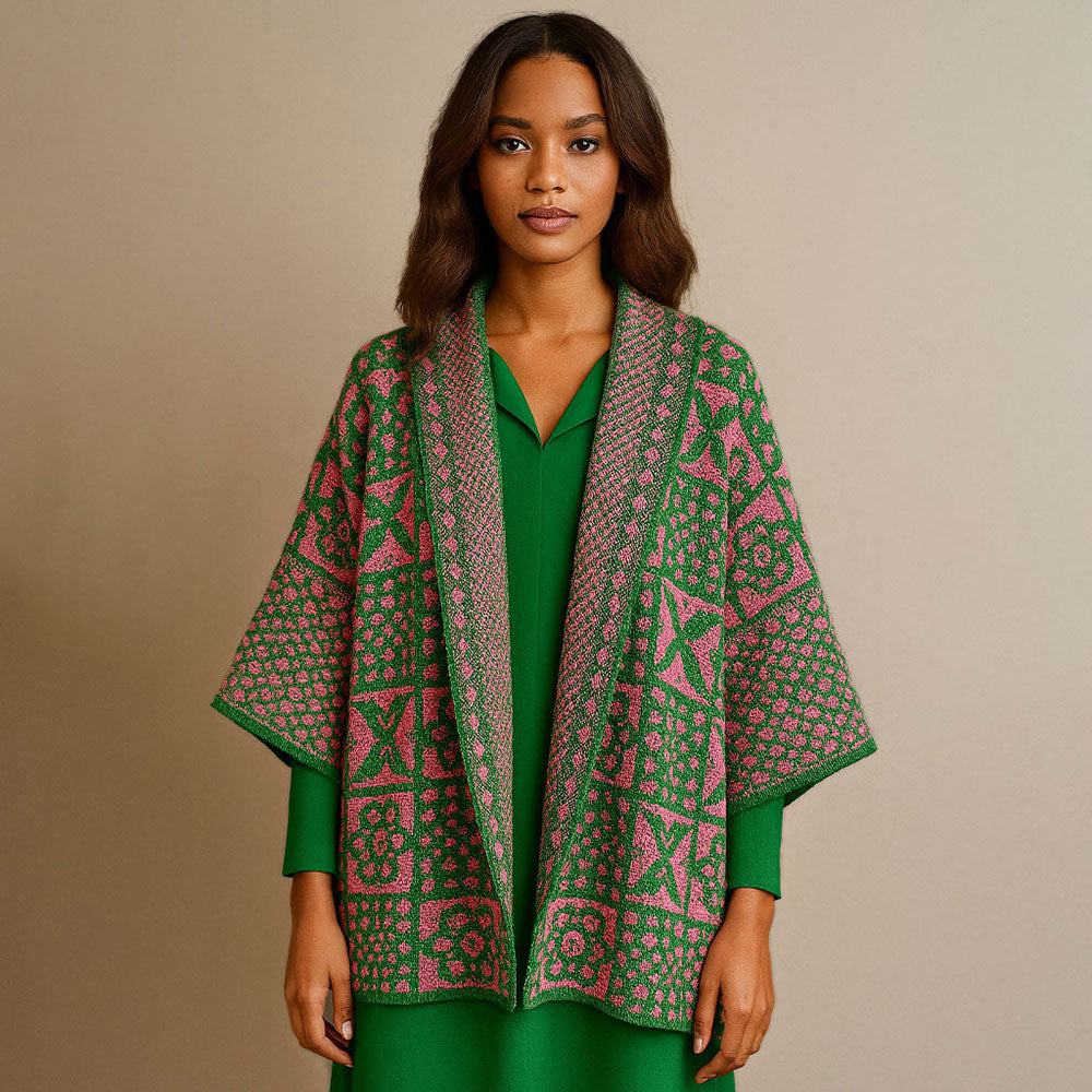 Pink & Green Tile Pattern Knit Cardigan (Copy)