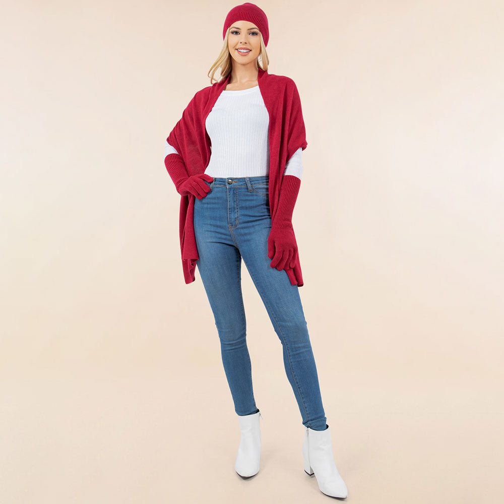 Women’s Burgundy Knit Beanie, Scarf & Gloves Set – 3-Piece Winter Accessories M H W ACCESSORIES LLC Women’s Burgundy Knit Beanie, Scarf & Gloves Set – 3-Piece Winter Accessories