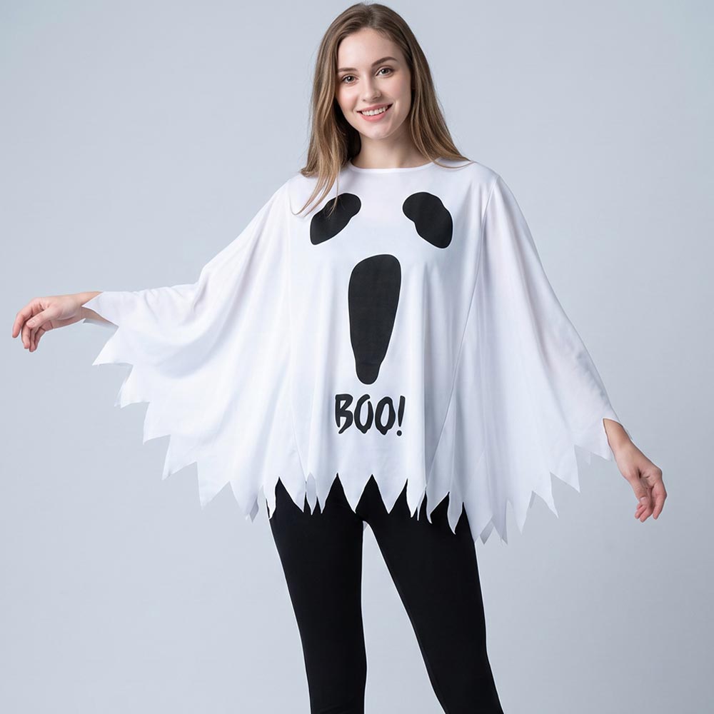 Halloween Ghost Print Batwing Costume Cape Poncho M H W ACCESSORIES LLC Halloween Ghost Print Batwing Costume Cape Poncho