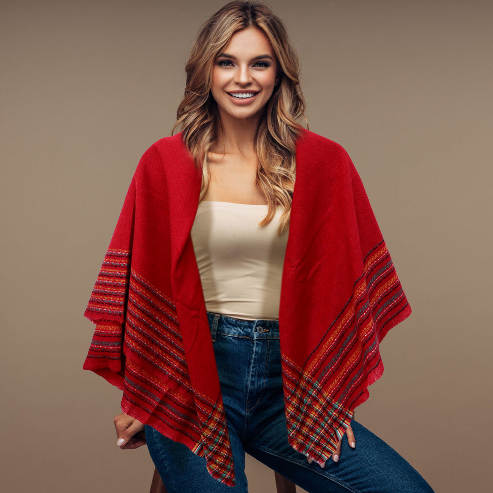 Red Liner Blanket Scarf - M H W ACCESSORIES LLC