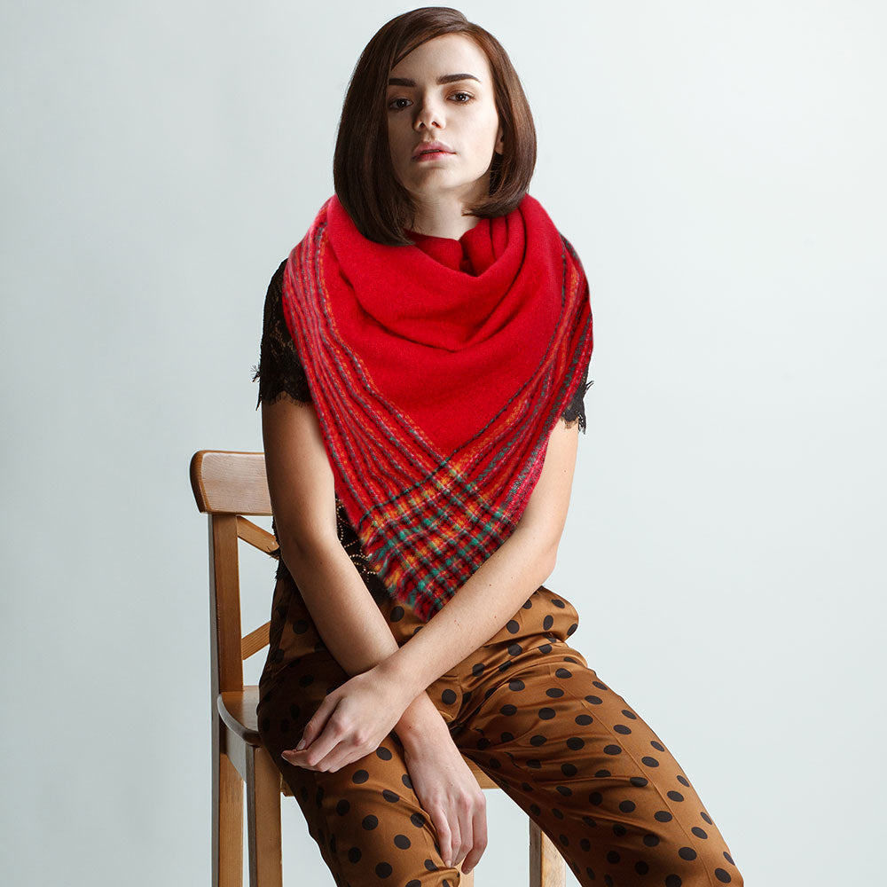 Red Liner Blanket Scarf - M H W ACCESSORIES LLC