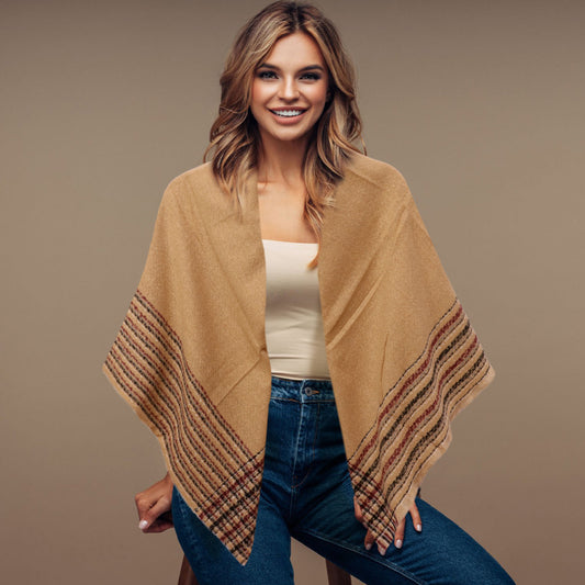 Tan Liner Blanket Scarf - M H W ACCESSORIES LLC