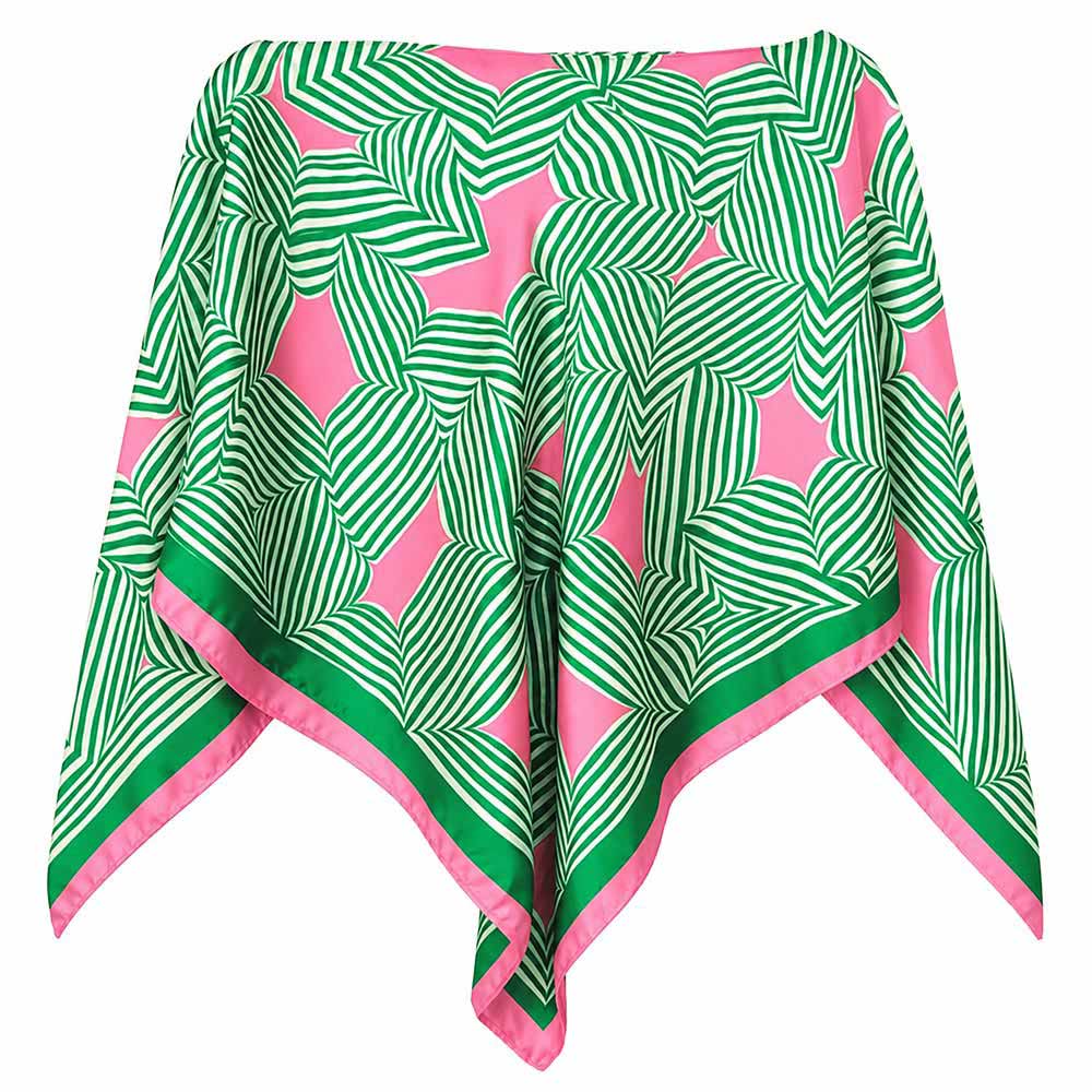Pink & Green Geometric Maze Print Scarf Poncho for Women M H W ACCESSORIES LLC Pink & Green Geometric Maze Print Scarf Poncho for Women