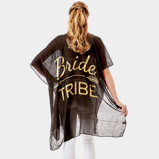 Bride Tribe' Solid Lettering Cover Up Poncho-M H W ACCESSORIES - M H W ACCESSORIES LLC