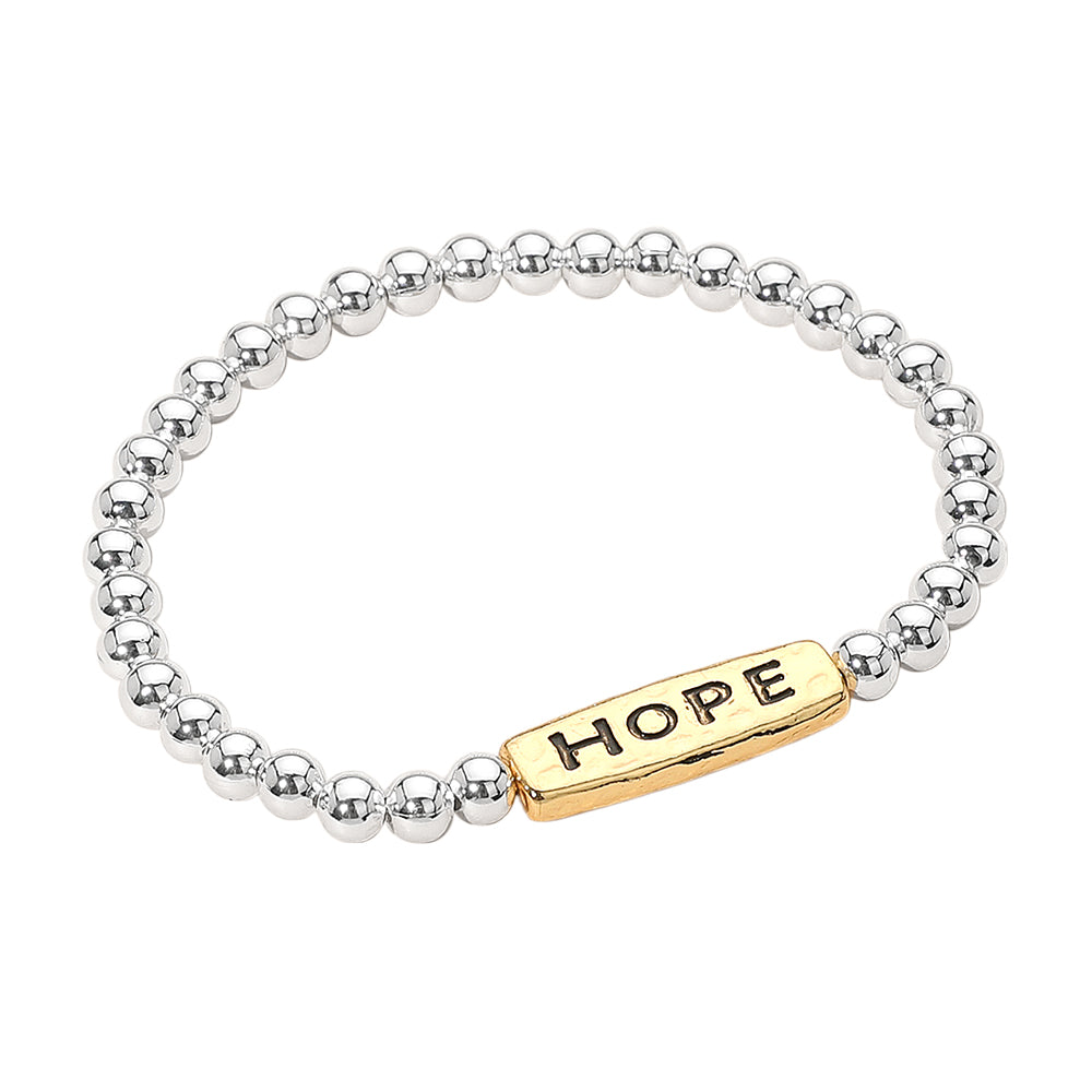 HOPE Message Engraved Beaded Stretch Bracelet