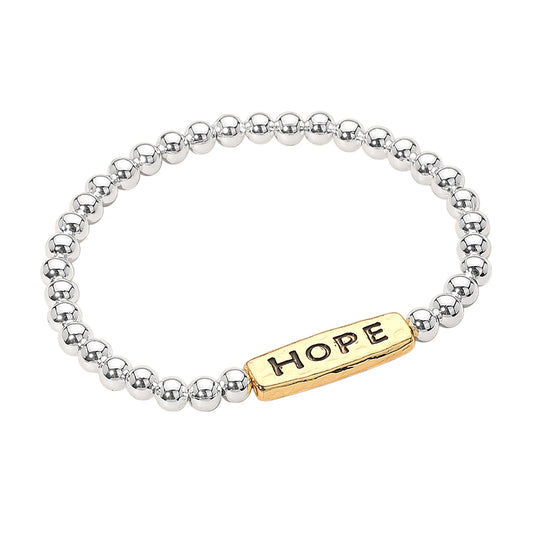HOPE Message Engraved Beaded Stretch Bracelet