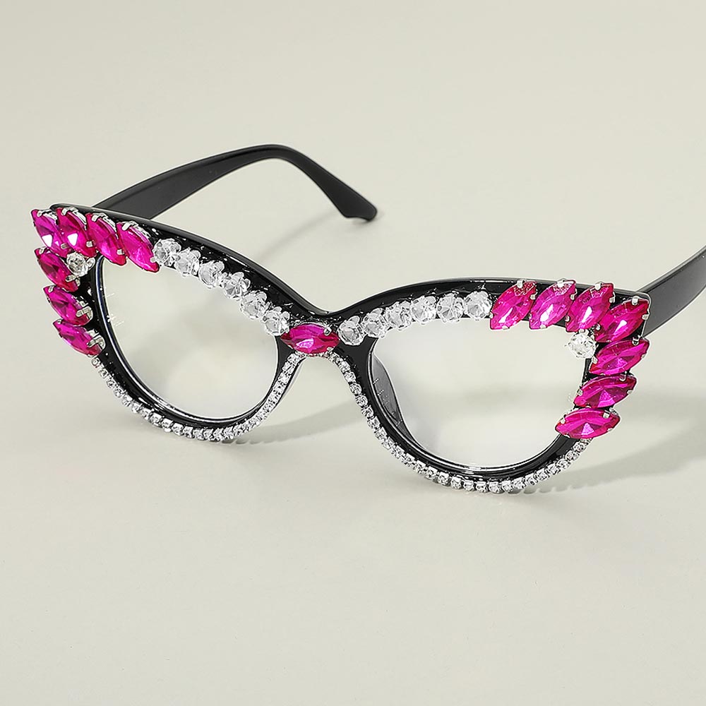 Bold Crystal Embellished Cat Eye Frame Fashion Sunglasses - M H W ACCESSORIES LLC
