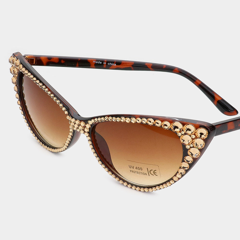 Topaz Crystal Cat Eye Sunglasses-M H W ACCESSORIES