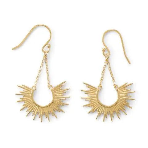 STERLING SILVER 14 KARAT GOLD PLATED SUNBURST EARRINGS - M H W ACCESSORIES LLC