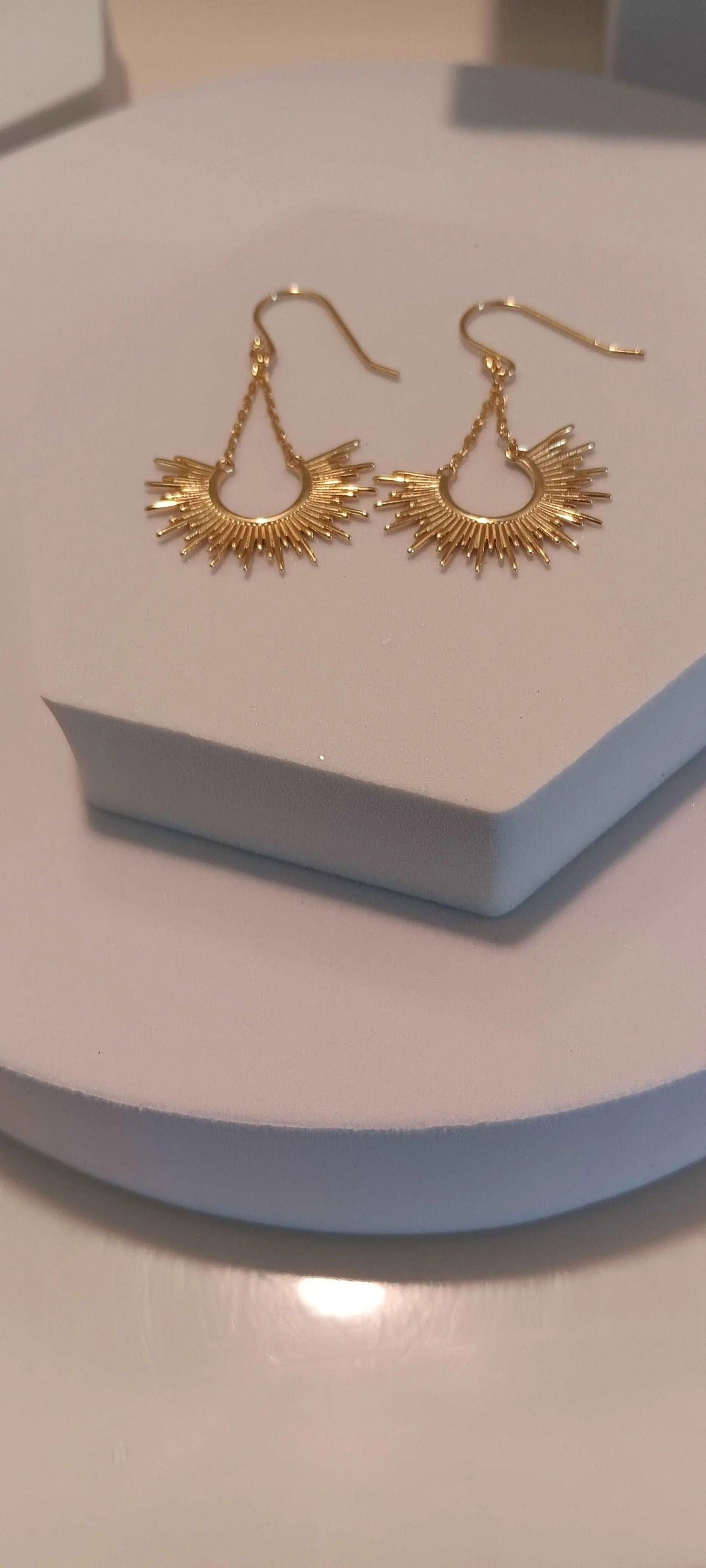 STERLING SILVER 14 KARAT GOLD PLATED SUNBURST EARRINGS - M H W ACCESSORIES LLC
