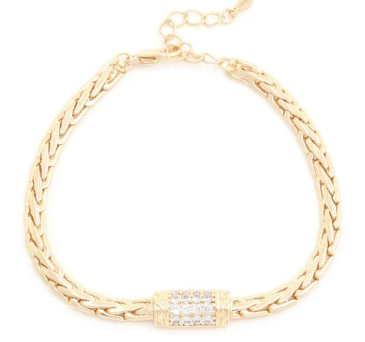Crystal Wheat Link Metal Bracelet