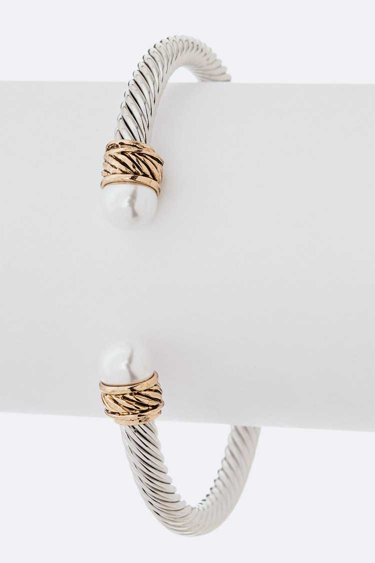 Silve Cable Cuff Bracelet with Pear-M H W ACCESSORIES - M H W ACCESSORIES LLC