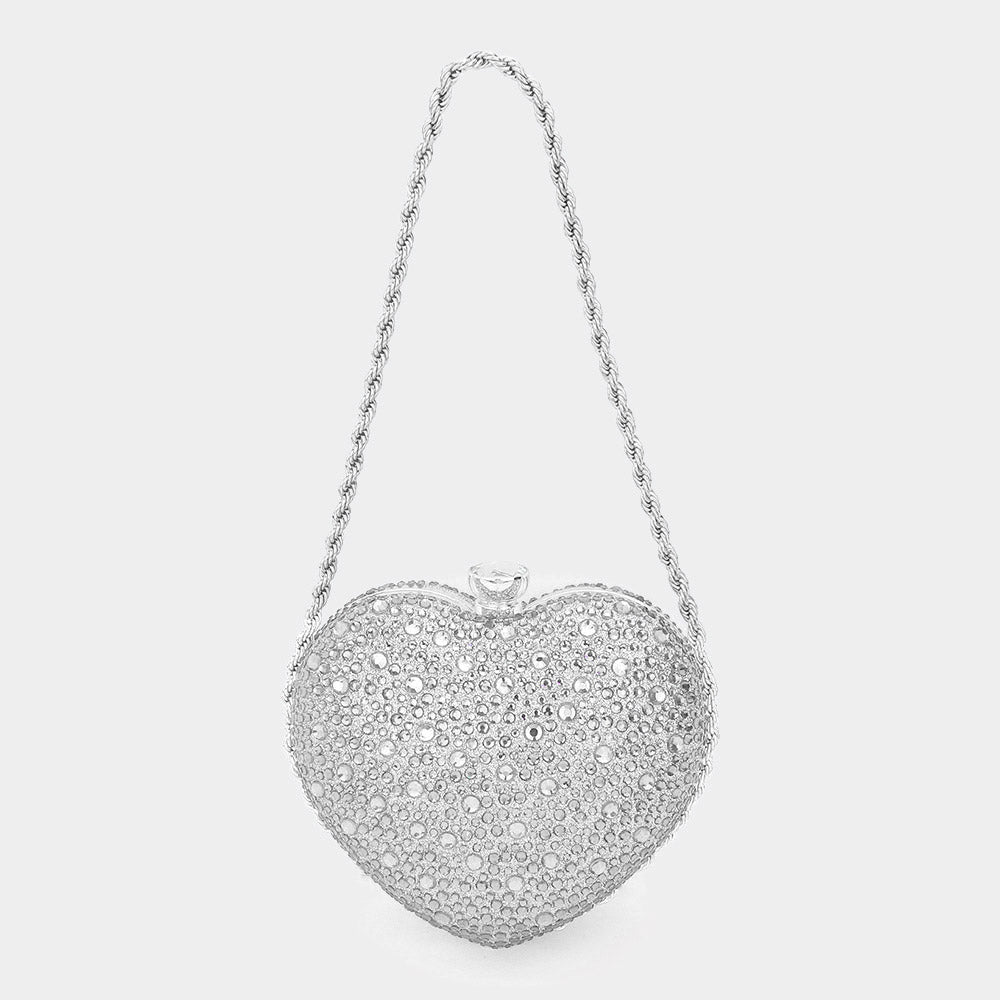 Silver Bling Heart Evening / Clutch Bag-M H W ACCESSORIES - M H W ACCESSORIES LLC
