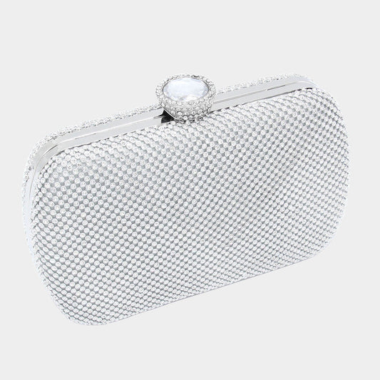 Silver Bling Rectangle Evening Clutch / Crossbody Bag - M H W ACCESSORIES LLC