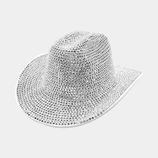 Silver Bling Studded Fedora Hat - M H W ACCESSORIES LLC