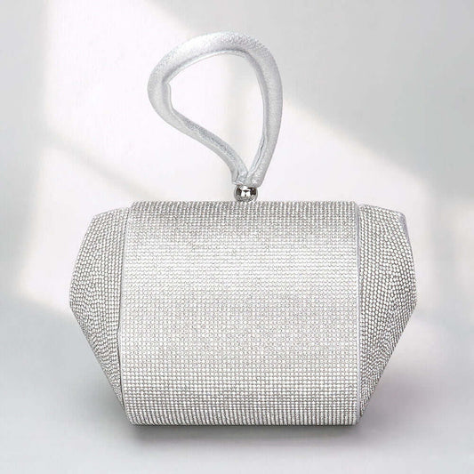 Silver Bling Studded Flap Evening Bag / Crossbody Bag - M H W ACCESSORIES LLC