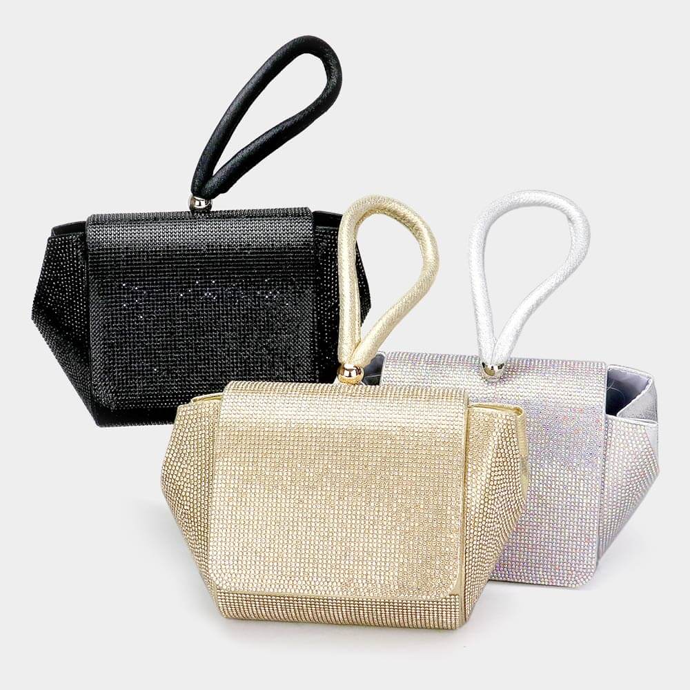 Silver Bling Studded Flap Evening Bag / Crossbody Bag - M H W ACCESSORIES LLC