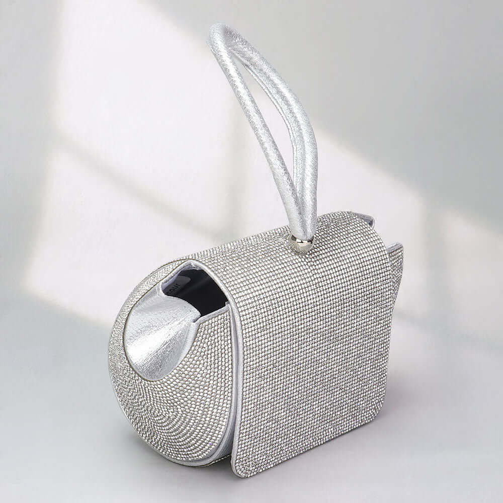 Silver Bling Studded Flap Evening Bag / Crossbody Bag - M H W ACCESSORIES LLC