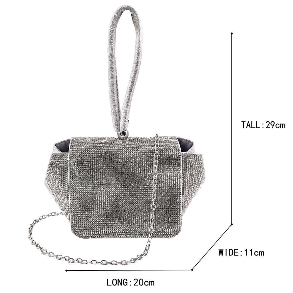 Silver Bling Studded Flap Evening Bag / Crossbody Bag - M H W ACCESSORIES LLC